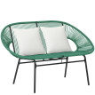 Banc de jardin Albrecht design moderne 2 places vert résine tressée métal confortable