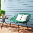 Banc de jardin Albrecht design moderne 2 places vert résine tressée métal confortable