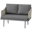 Canapé Jardin Bannio Design 2 Places Rotin Gris Naturel Confortable Résistant