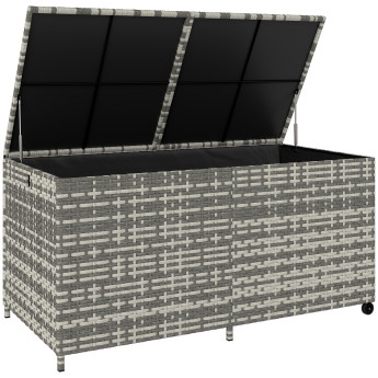 Coffre de rangement Raimundo extérieur design résine tressée 650L gris mixte