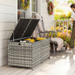 Coffre de rangement Raimundo extérieur design résine tressée 650L gris mixte