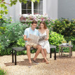 Banc Odile Jardin 2 Places Effet Bois Métal Gris Résistant Extérieur Cosy