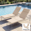 Lot 2 Coussin Chaise Longue Ashwick Résistant UV Confort Beige Clair