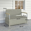 Banc coffre Lothar 2 places rangement extérieur coussin gris clair bois acacia 120x60cm
