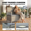 Banc coffre Lothar 2 places rangement extérieur coussin gris clair bois acacia 120x60cm