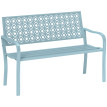 Banc Alcaredo Jardin 2 Places Design Métal Rosaces Bleu Résistant Extérieur