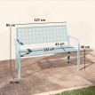 Banc Alcaredo Jardin 2 Places Design Métal Rosaces Bleu Résistant Extérieur
