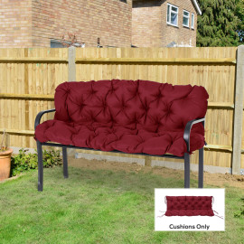 Coussin Jeronimo Banc Jardin 3 Places Confort Épais Style Chesterfield Rouge