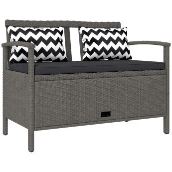 Banc Coffre Gaudioso Rangement Extérieur Confortable Gris 2 Places 160L