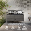 Banc Coffre Gaudioso Rangement Extérieur Confortable Gris 2 Places 160L