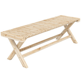 Banc Upperwick 2 Places Assise Lattes Bois Massif Naturel Jardin Terrasse Salon 140 cm