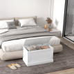 Coffre Cedwyn Rangement Bois Blanc Grand Espace Siège Stable 80x40x45 cm
