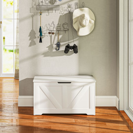 Coffre Fonterada Rangement Intérieur Style Rustique Banc Siège Blanc 100L