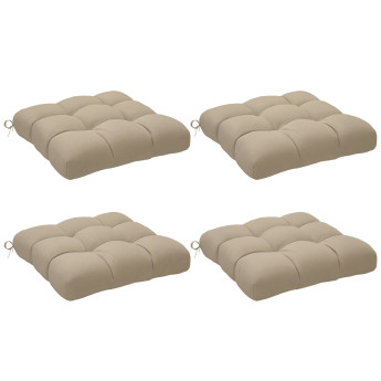 Lot Robladillo 4 Coussins Jardin Capitonnés Confort Kaki Mousse Dense Attaches