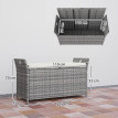 Coffre Theophanu Rangement Extérieur Confortable Gris Résine Tressée 125x55x70cm