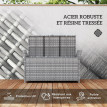 Coffre Theophanu Rangement Extérieur Confortable Gris Résine Tressée 125x55x70cm
