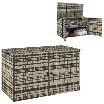 Coffre de rangement Redwin extérieur 350L résine tressée gris UV patio jardin