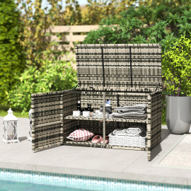 Coffre de rangement Redwin extérieur 350L résine tressée gris UV patio jardin