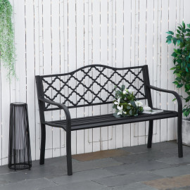 Banc Steinbach Style Rétro Vintage Extérieur Acier Fonte Noir Élégant 2 Places