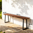 Banc de jardin Wandrille design industriel robuste bois carbonisé noir 150 cm