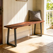 Banc de jardin Wandrille design industriel robuste bois carbonisé noir 150 cm