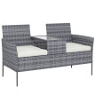 Banc Jardin Elspeth Résine Tressée 2 Places Table Coussins Noir Extérieur