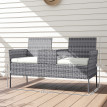 Banc Jardin Elspeth Résine Tressée 2 Places Table Coussins Noir Extérieur