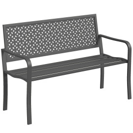 Banc Ermengarde Design Géométrique 2 Places Extérieur Gris Foncé Résistant