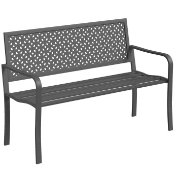 Banc Ermengarde Design Géométrique 2 Places Extérieur Gris Foncé Résistant