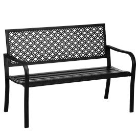 Banc Roccabruna Style Graphique Élégant Confortable Noir Jardin Terrasse Parc