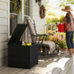Coffre de rangement Ambergate extérieur résine tressée étanche 253L noir design élégant