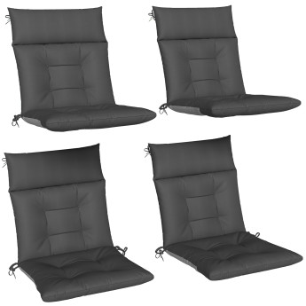 Lot 4 Coussins Extérieur Moosbach Déperlant Résistant UV Gris Foncé