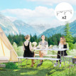 Lot Ingelbert 2 Bancs Jardin Pliables Résistants HDPE Métal Blanc Camping Extérieur