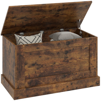 Coffre Olgiate Rangement Bois Effet Vieilli 80x40x45 cm Siège Stable