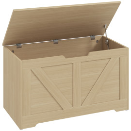 Coffre Keltenbach Rangement Intérieur Style Rustique Banc Siège Bois Clair 100L