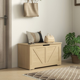 Coffre Keltenbach Rangement Intérieur Style Rustique Banc Siège Bois Clair 100L