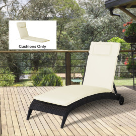 Matelas Bain de Soleil Eirwen Confort Épais 5 cm Lavable Couleur Sable