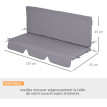 Coussin Palazuelo pour Balancelle 3 Places Confort Polyester Gris Foncé