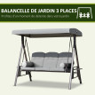 Balancelle Altenberg 3 Places Confort Ergonomique Toit Réglable Gris Anthracite