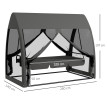 Balancelle Coldshaw Convertible 3 Places Gris Confort Moustiquaire Toit Jardin Terrasse