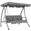 Balancelle Salduero 3 Places Convertible Gris Clair Jardin Terrasse Détente Confort