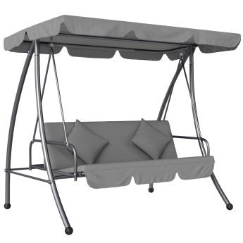 Balancelle Salduero 3 Places Convertible Gris Clair Jardin Terrasse Détente Confort