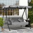 Balancelle Salduero 3 Places Convertible Gris Clair Jardin Terrasse Détente Confort