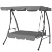 Balancelle Salduero 3 Places Convertible Gris Clair Jardin Terrasse Détente Confort