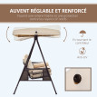 Balancelle Farrel 3 Places Confort Néo-Rétro Toit Réglable Beige
