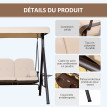 Balancelle Farrel 3 Places Confort Néo-Rétro Toit Réglable Beige