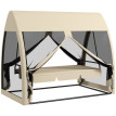 Balancelle Ercoleto 3 Places Convertible Lit Jardin Terrasse Beige Confort Moustiquaire Toit