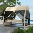 Balancelle Ercoleto 3 Places Convertible Lit Jardin Terrasse Beige Confort Moustiquaire Toit
