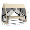 Balancelle Ercoleto 3 Places Convertible Lit Jardin Terrasse Beige Confort Moustiquaire Toit