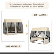 Balancelle Ercoleto 3 Places Convertible Lit Jardin Terrasse Beige Confort Moustiquaire Toit